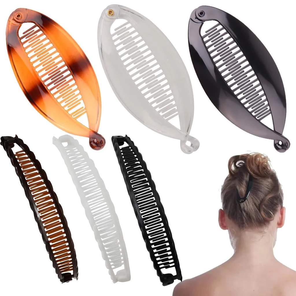 Barrette Banane Flexible Lot de 6 - Pinces à Cheveux Robustes pour Femmes