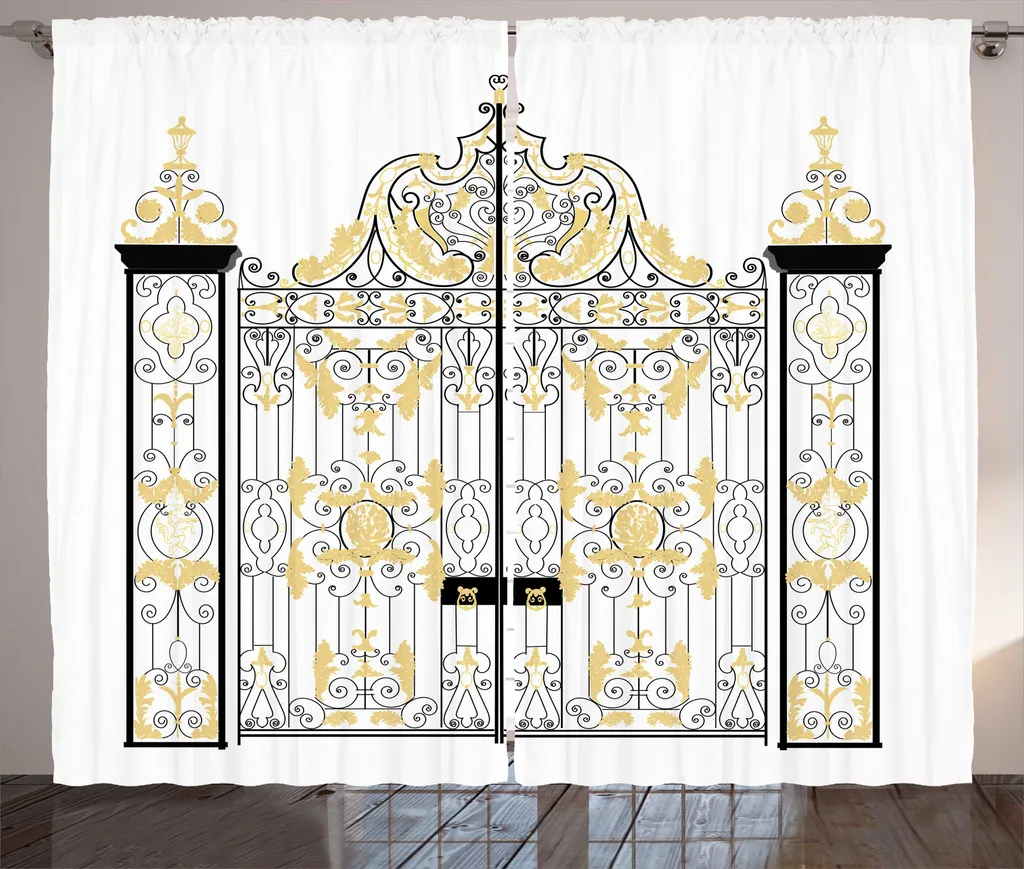 Rideau pour Grande Baie Vitrée Salon et Bureau 280 x 225 cm Gris Jaune