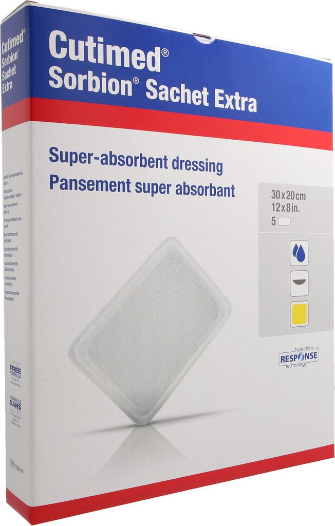 Cutimed Sorbion Sachet Extra, 20 cm, hochabsorbierend für Wunden | Packung (5 Wundauflagen)