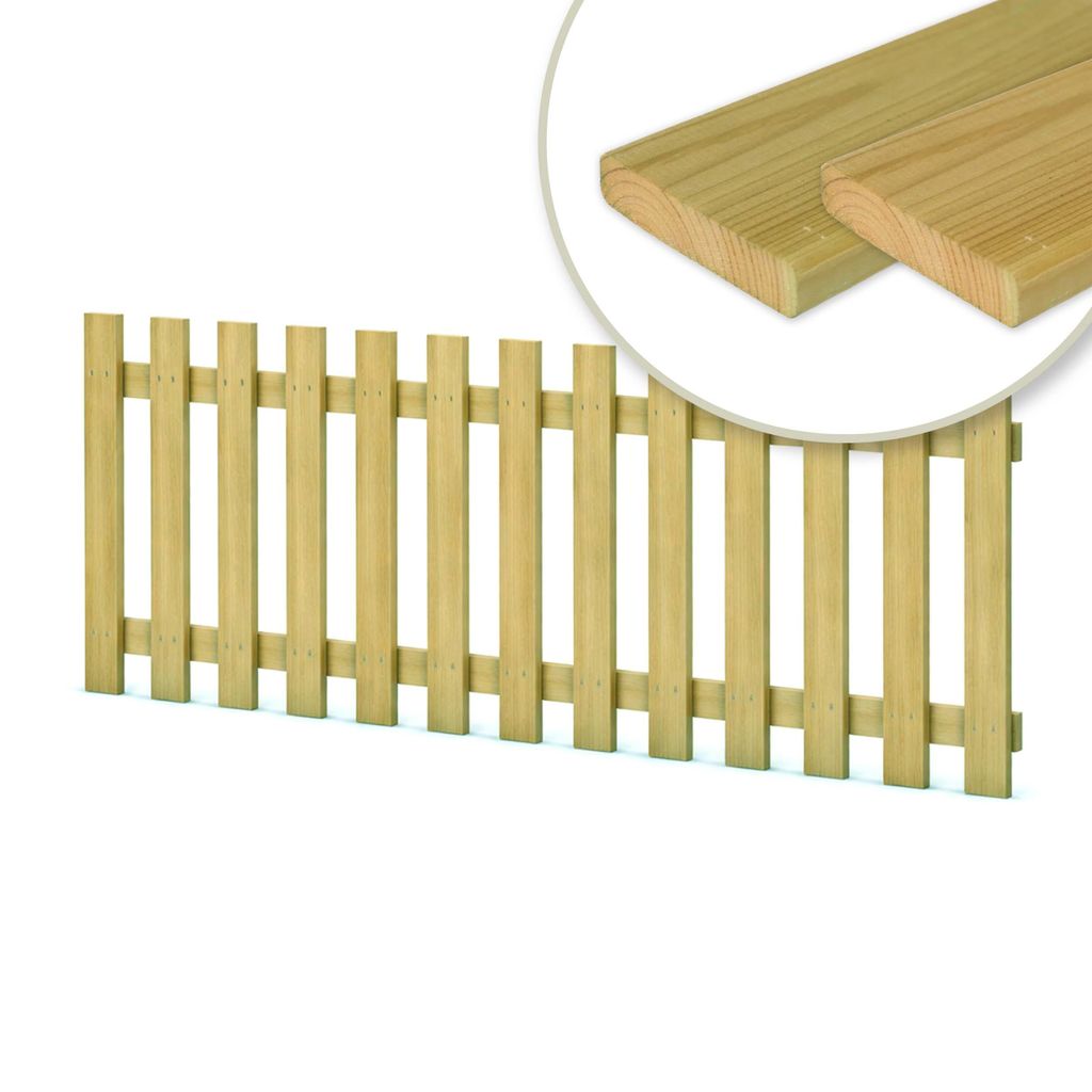 Holzpaket für Gartenzaun Lattenzaun inkl. Schrauben 180 cm breit Kiefer imprägniert Typ F 150 cm hoch