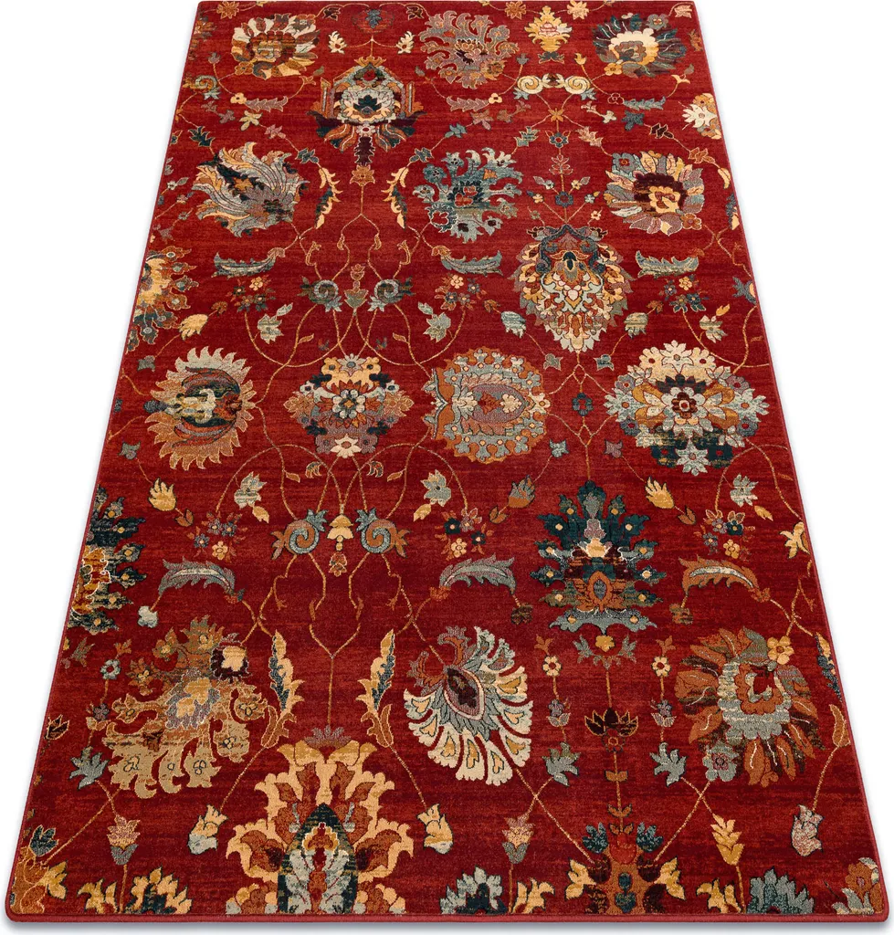 Grand tapis de chambre en laine rouge 135x200 cm pour déco moderne