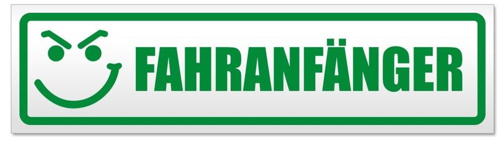 Kiwistar - Autoaufkleber - Grün - 20 x 5,3 cm - Fahranfänger böses Gesicht - Hinweis Aufkleber Sticker für Auto, Kfz, Fahrrad, PKW, LKW
