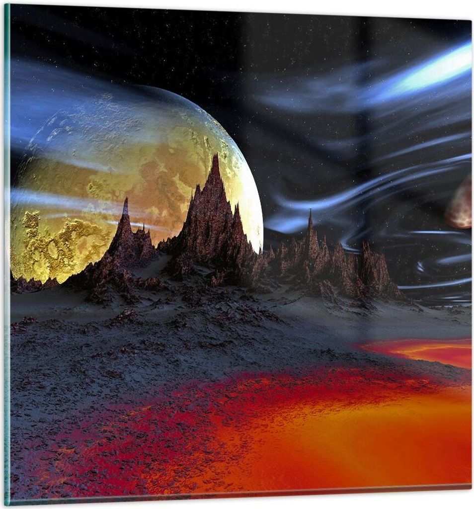 Bilder auf glas - Planeten Mond Universum - 30x30cm - Glasbilder - Wandbilder - Kunstdruck - zum Aufhängen bereit - Wanddekoration aus Glas - Glas...