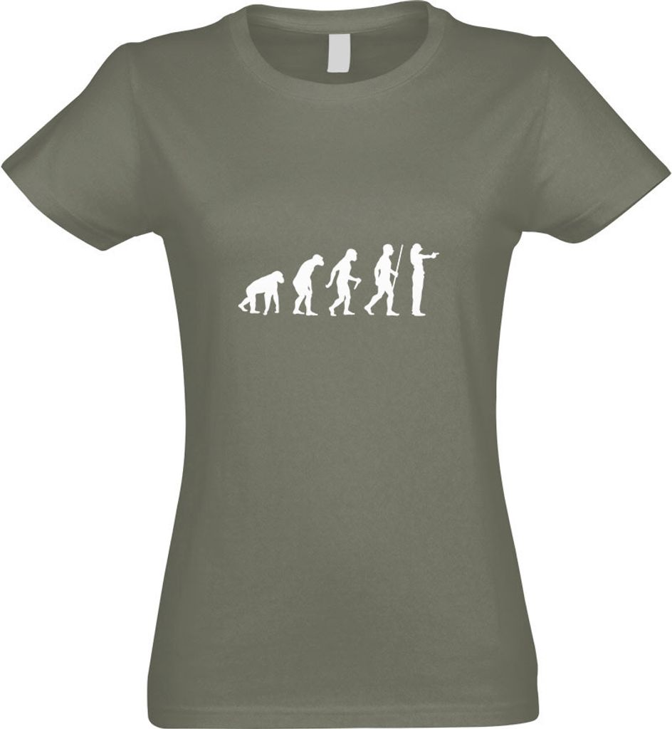 Kiwistar - T-Shirt tailliert - Damen - Olive - Sportschießen Evolution - mit Motiv Bedruckt - Funshirt Design - Sport - Freizeit - Damen - S