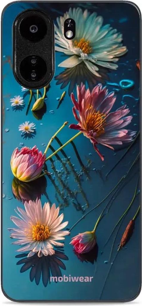 Handyhülle für Xiaomi Poco C65, Mobiwear Glossy Case, Blau-Blumig
