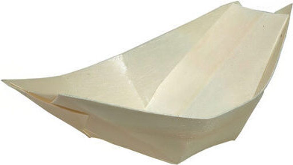 50x Fingerfood Schalen "Schiffchen" aus Holz 14cm