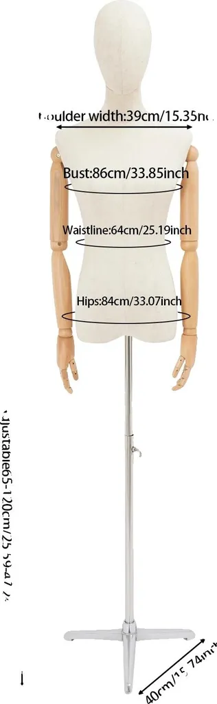 Mannequin femme argent ajustable en matériaux résistants série PRO-7