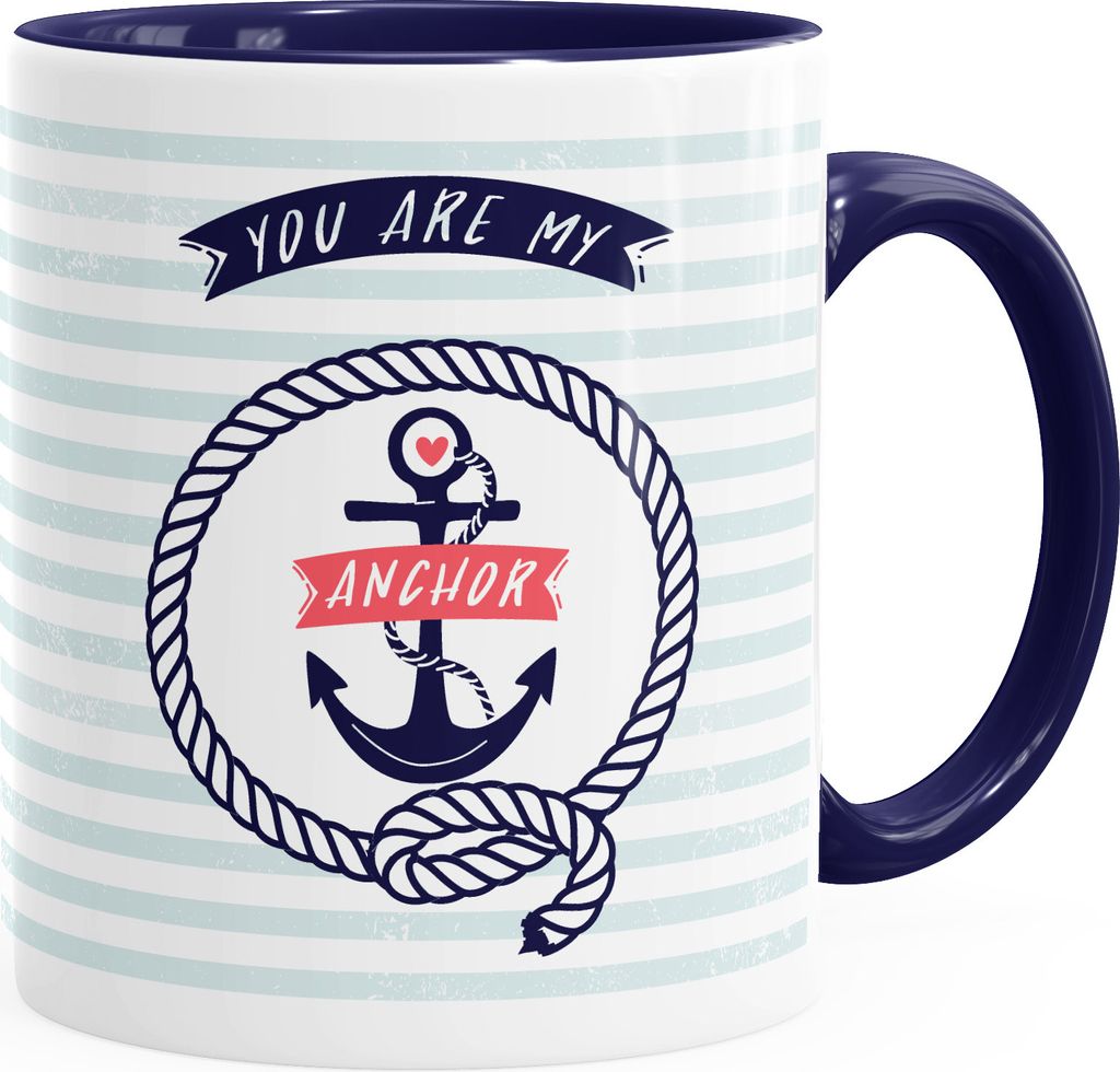 Geschenktasse You are my Anchor Love Liebe Anker Kaffeetasse MoonWorks Innenfarbe navy unisize