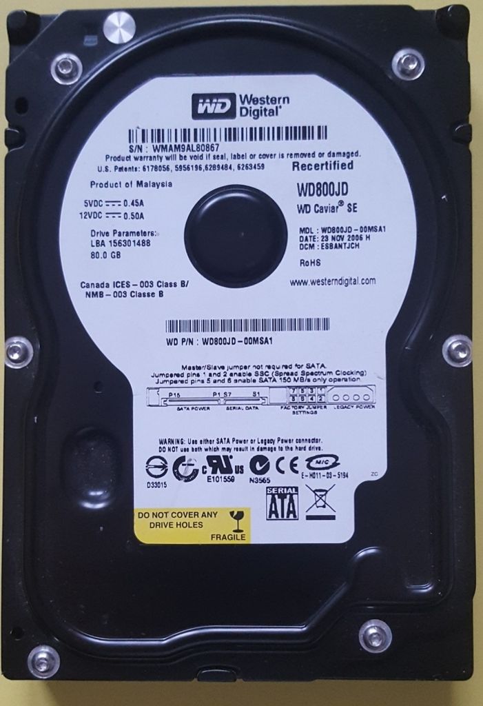 Western Digital WD800JD 80GB SATA-II 3,5" Produktbild 