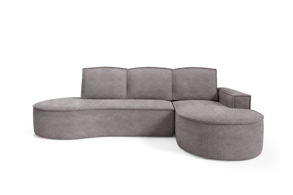 DomoHome Ecksofa MOLLY Mit Schlaffunktion – Halbrundes Design Freistehend Liegefläche 140x207cm, 3 Große Rückenkissen Curio Möbelstoff 277x15...