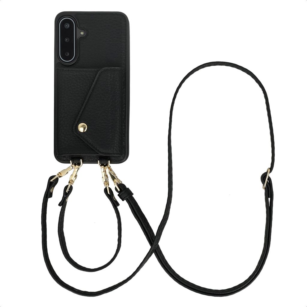 Selencia Sera HandyHülle mit Kordel und Umschlag-Kartenhalter Samsung Galaxy A17 (5G) / (4G) - Schwarz