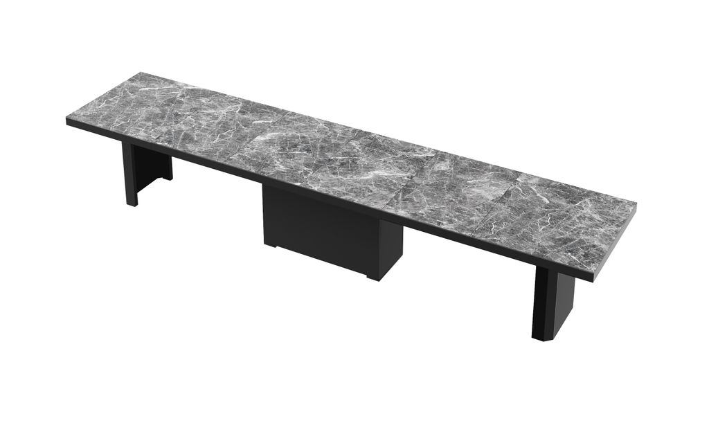 Design Esstisch Tisch HE-444 Marmor dunkel - Schwarz Hochglanz XXL ausziehbar 160 bis 412 cm