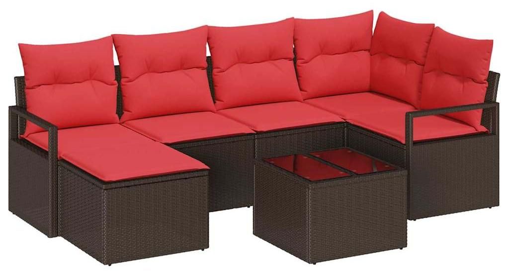 "im Sonderangebot" Sofa Set modern - CLORIS - Balkon-/Garten-/Lounge-Set Sofa - 7 pcs Braun Poly-Rattan - Gartenmöbelset design 2026 217349