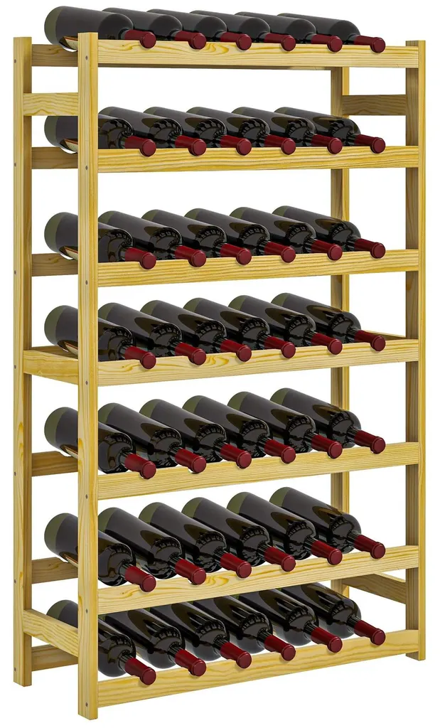 Rangement bouteilles en bois beige 6 niveaux pour cave et cellier
