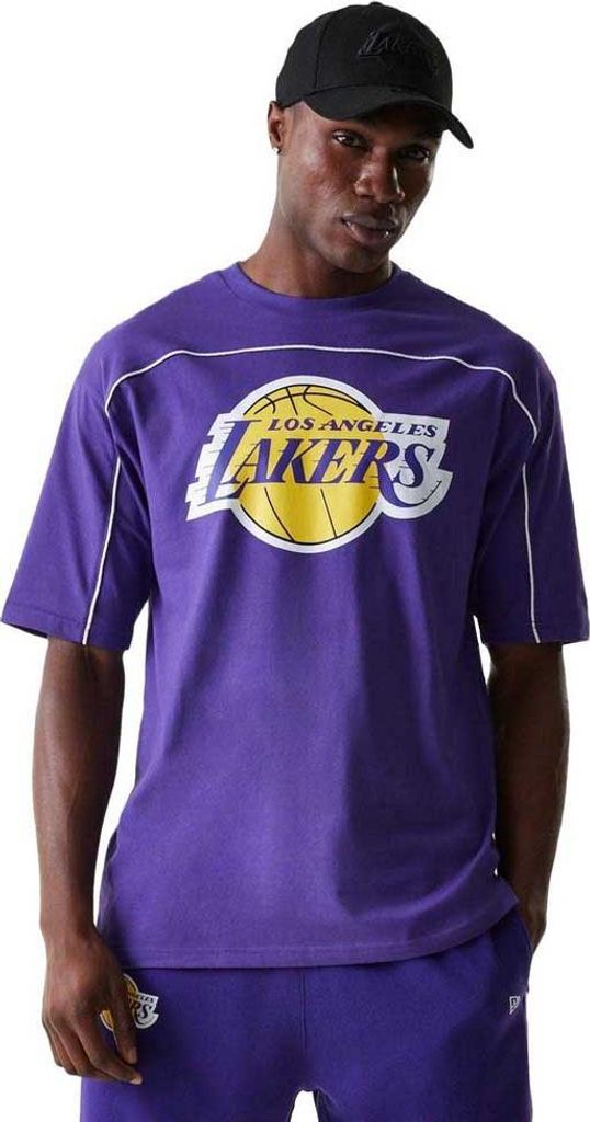 New Era Nba Piping Oversized Los Angeles Lakers Kurzarm-t-shirt Lila M Mann Lila M
