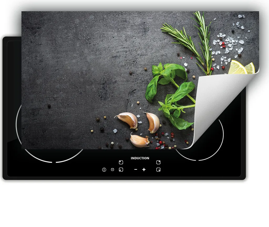 DarHaus Coprifornelli 90x52 cm Ardesia Erbe - Tappetino Induzione Roll-up