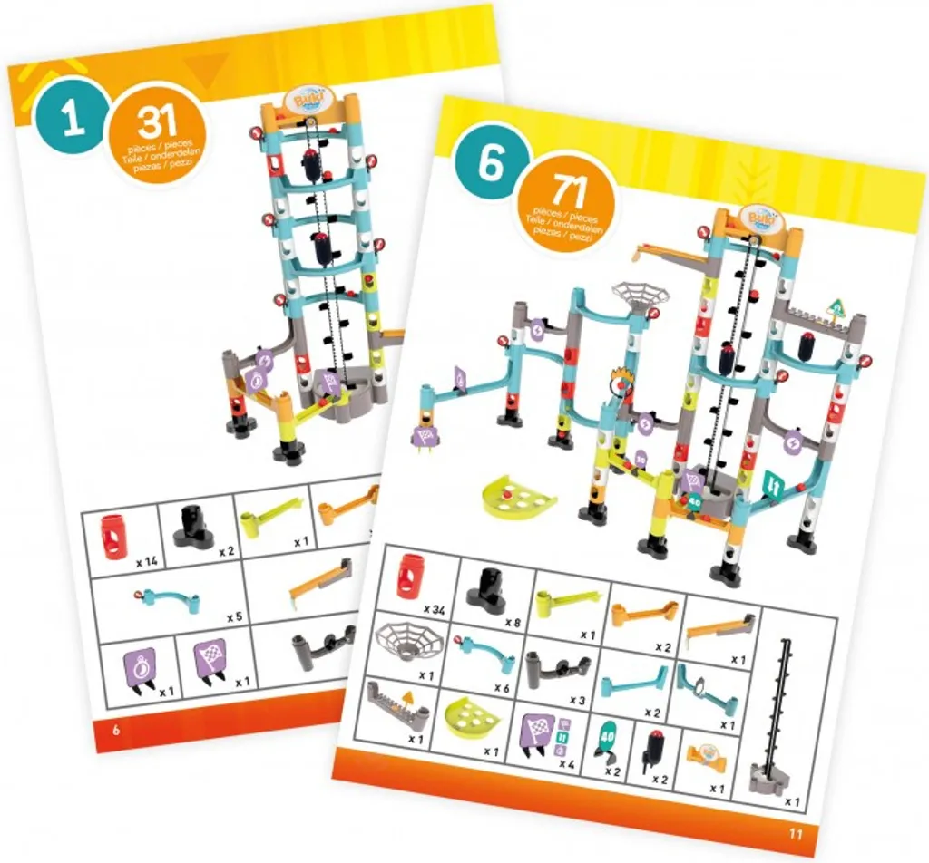 Circuit de billes avec ascenseur manuel - Kit de 71 pièces de course - 4