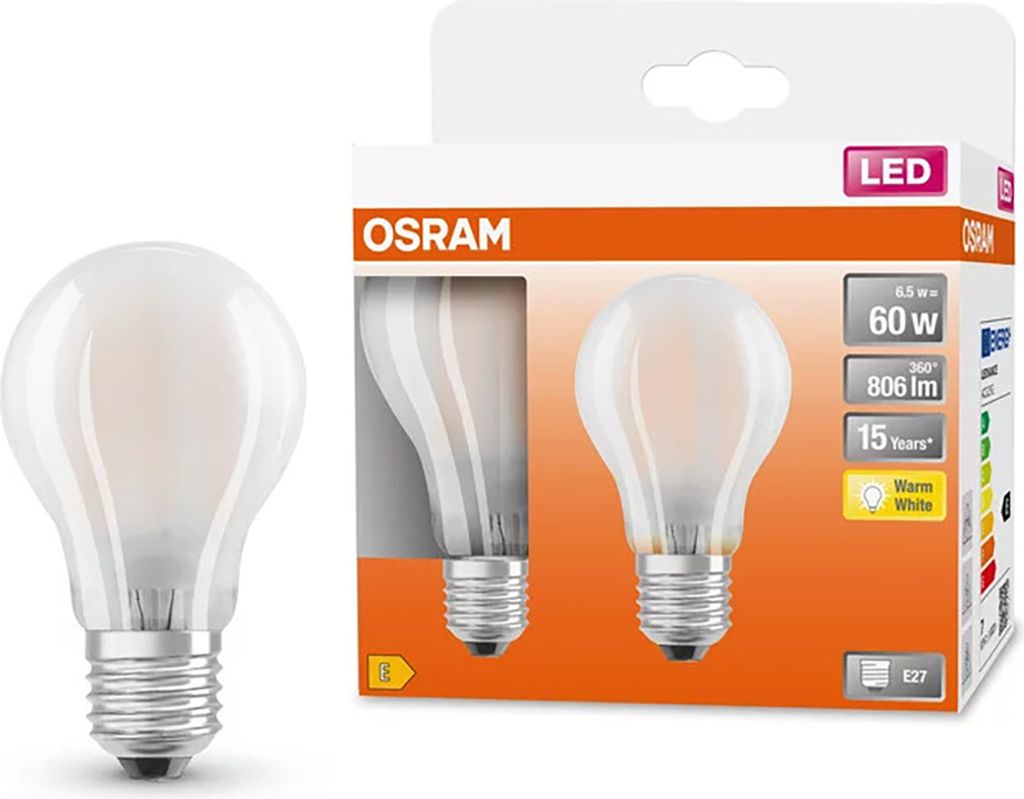 2 x Osram LED forma di lampadina a filamento 6,5W = 60W E27 Immagine del prodotto 