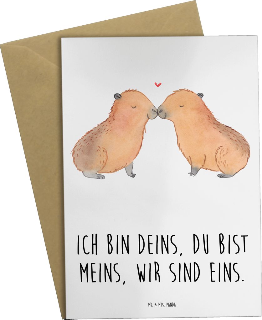 Mr. & Mrs. Panda babykarte Capybara Liebe - Weiß - Geschenk, Lustige Sprüche, weihnachtskarten, Liebesspruch, osterkarte, Valentinstag, Liebesbew...