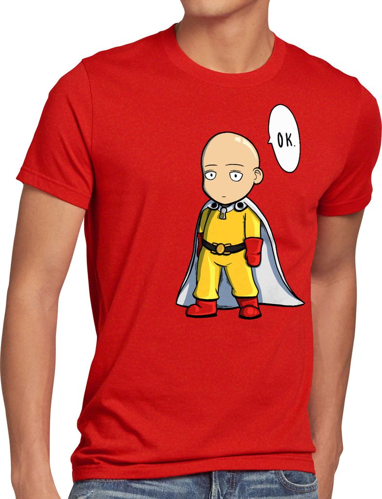 BaumwolleCloud Chibi Saitama Herren T-Shirt one punch anime manga