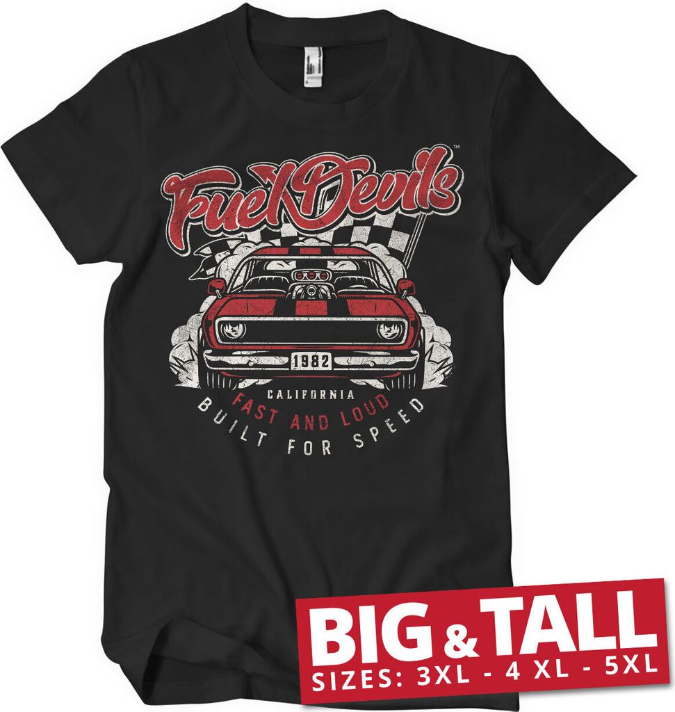 Fuel Devils Fast And Loud Big & Tall T-Shirt - 5XL - Black