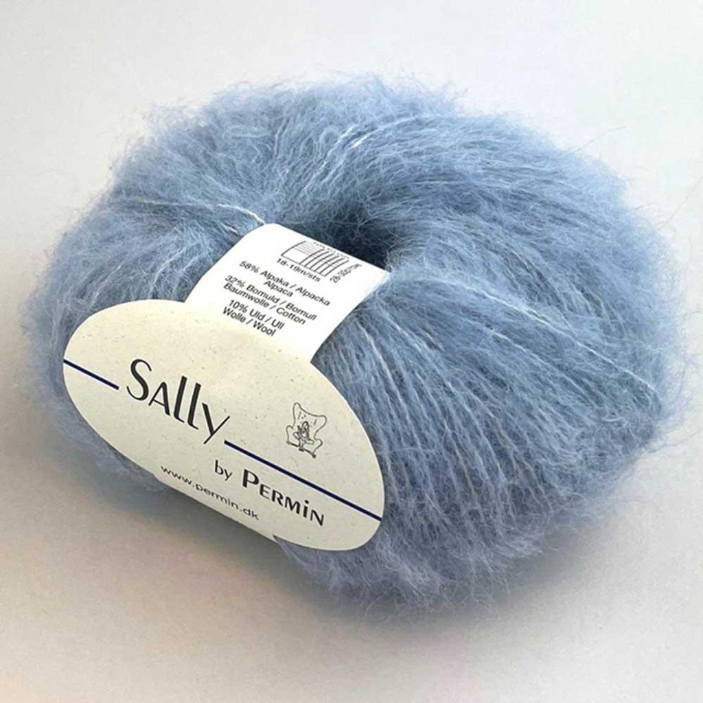 Sally by Permin – Fluffiges Garn aus Superfine Alpaka, Baumwolle & Merino (175m/50g) (01 babyblau)