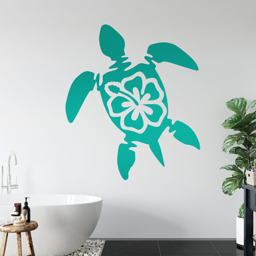 Hawai Schildgröte Wandtattoo in 6 Größen - Wandaufkleber Wall Sticker - Dekoration, Küche, Wohnzimmer, Schlafzimmer, Badezimmer