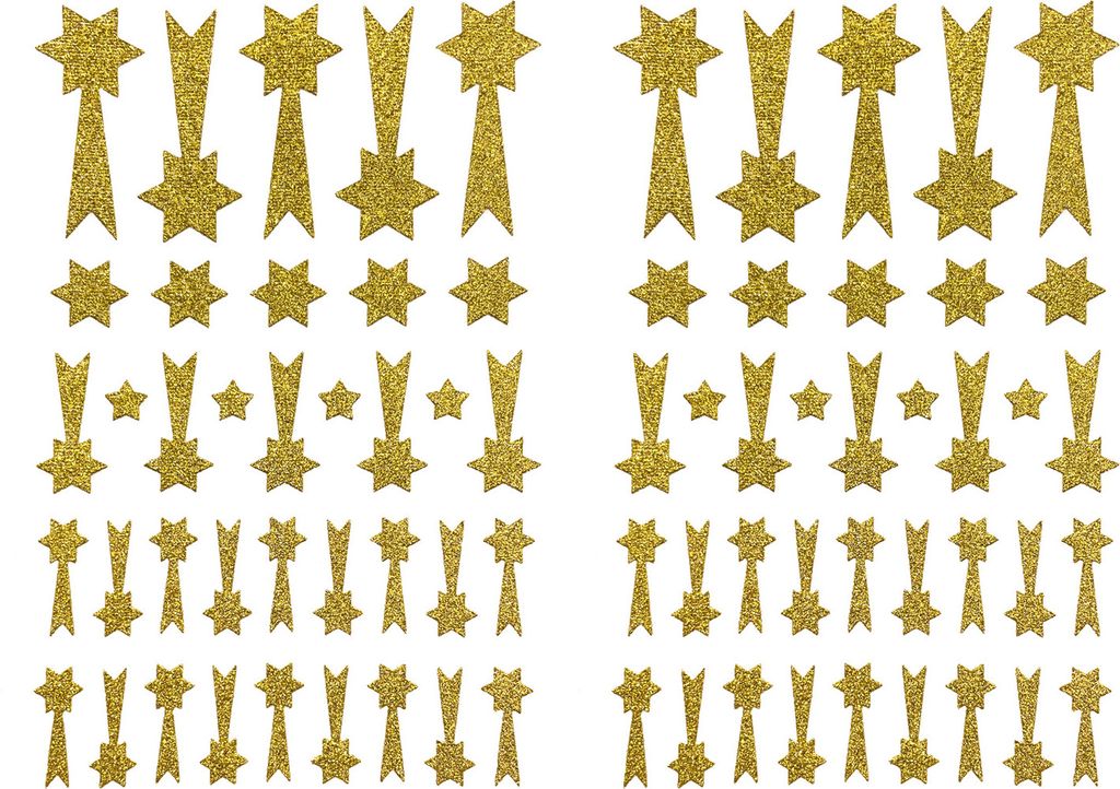 Oblique Unique 74 Sternschnuppen Sticker Glitzer Schnuppen Stern Aufkleber für Weihnachten zum Dekorieren Spielen Basteln Scrapbooking - gold