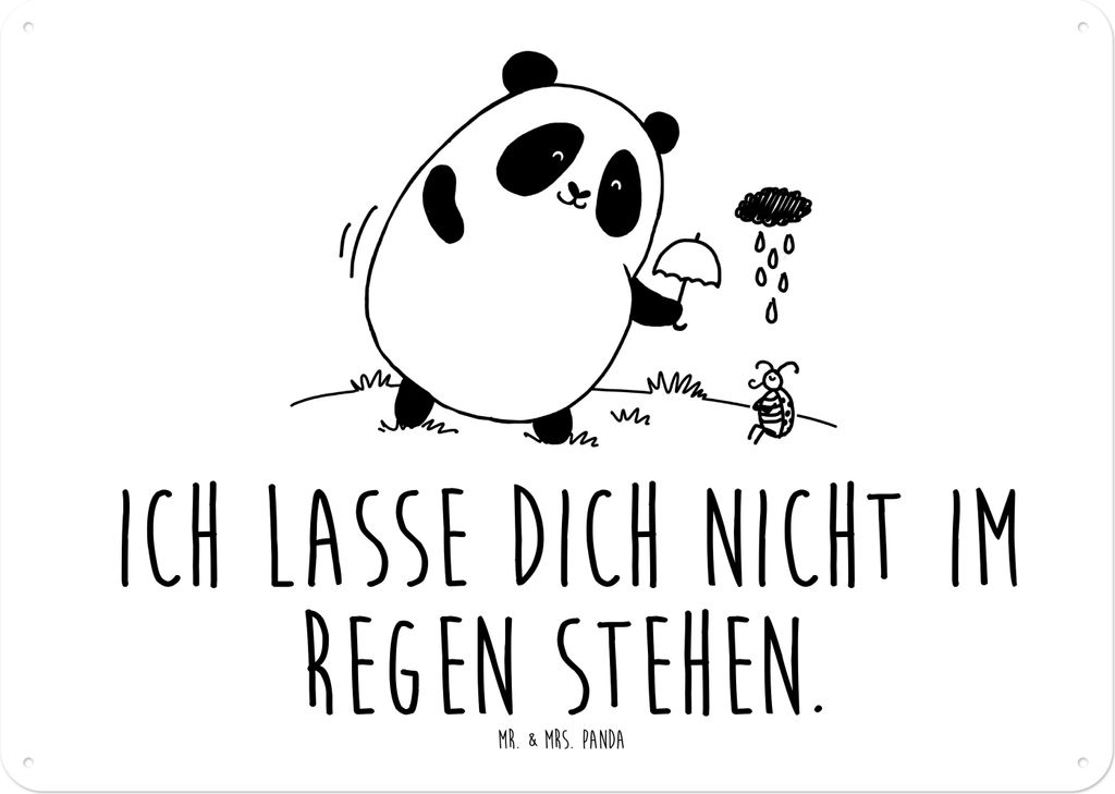 Mr. & Mrs. Panda Wandbild Panda Zusammenhalt DIN A4 - Weiß - Geschenk, Blechschild, tafel, Wandschild, Türschild, Schild