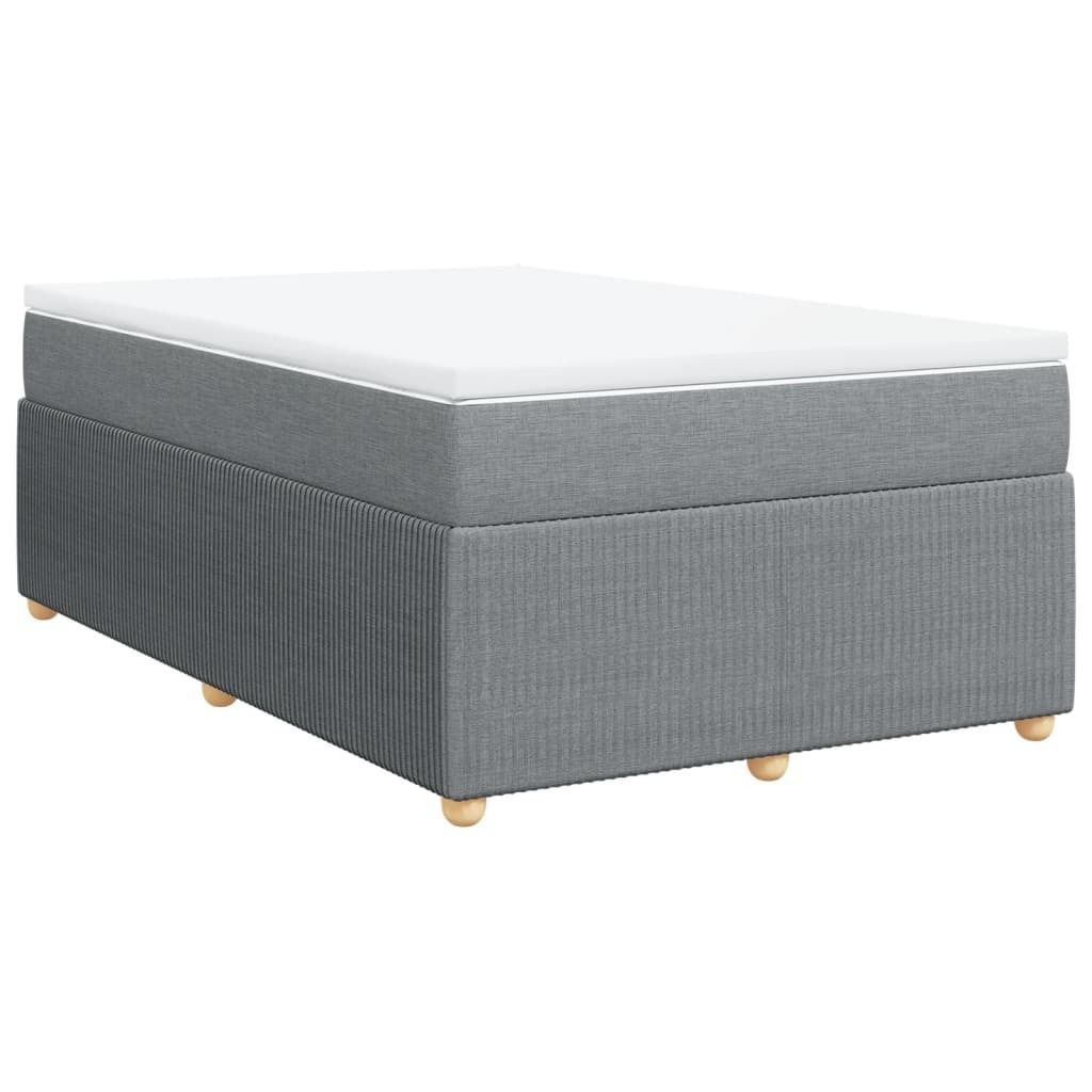 vidaXL Boxspringbett mit Matratze Hellgrau 120x200 cm Stoff