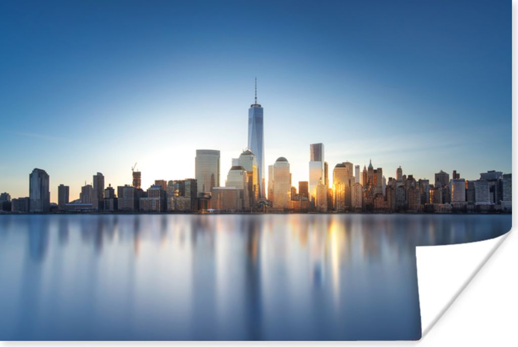 MuchoWow Poster Die Skyline von New York mit dem World Trade Center in der Mitte 30x20 cm - Plakate - Print