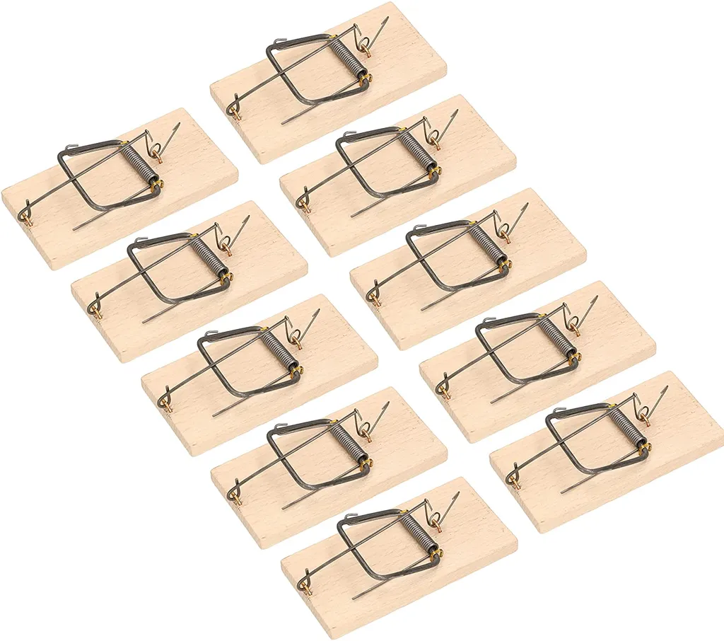 Set 10 Trappole per Topi KOTARBAU in Legno - Difesa Roditori 100x50mm