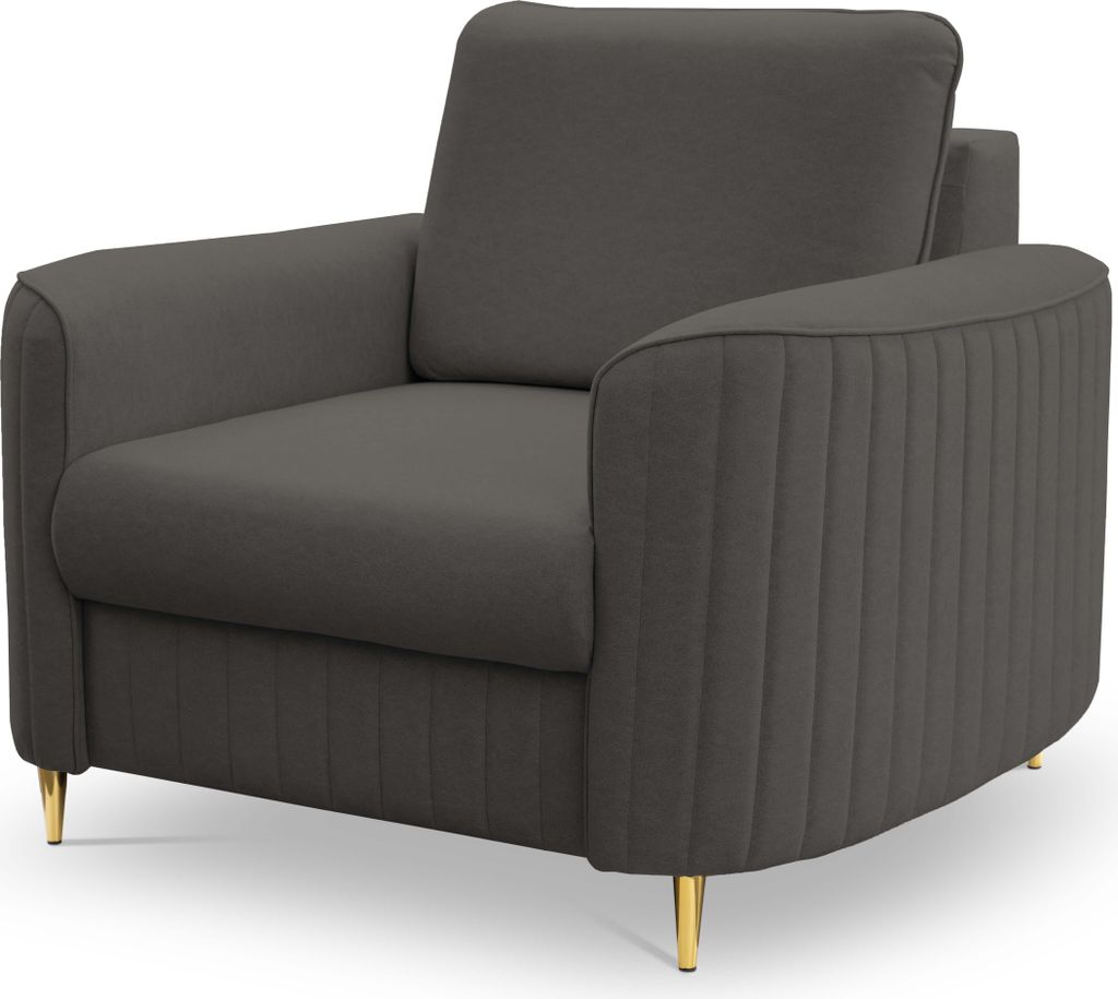 DomoHome Stilvoller Sessel LAREN Moderner mit Metallbeinen Vollständig Gepolsterte Rückenlehne PUR-Schaumstoff für Höchsten Komfort Größe: 10...