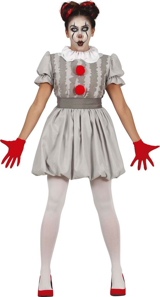 Graues Clown-Halloweenkostüm 42-44 L Produktbild 