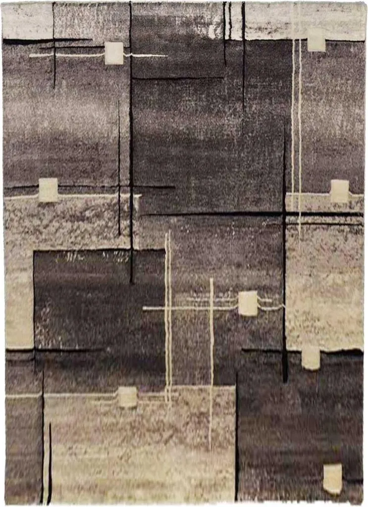 NOVA Tapis de chambre à coucher tissé avec motif abstrait gris et bleu