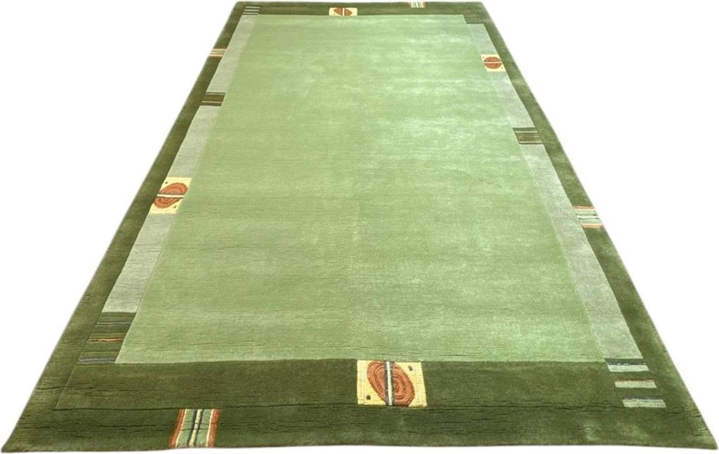 Teppich VENUS NEPAL - HANDGEKNÜPFT | Farbe: Grün; Größe: 170x240 cm | strapazierfähig und leicht zu reinigen | Wohnzimmer | Schlafzimmer
