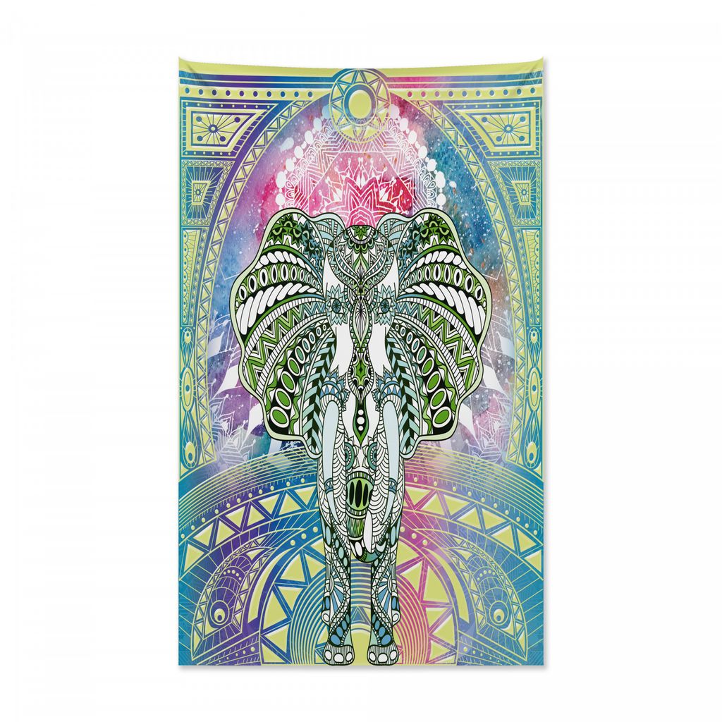 Abakuhaus Ethnisch Wandteppich und Tagesdecke, Alter Gottheits-Elefant aus Weiches Mikrofaser Stoff Kein Verblassen Klare Farben Waschbar, 140 x 23...