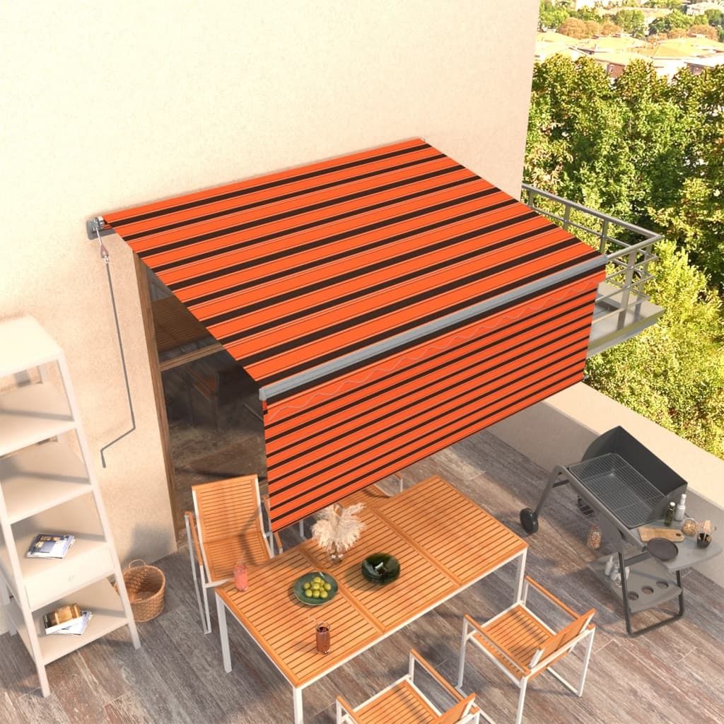 "im Sonderangebot"Markise Automatisch UV-beständig - Balkonmarkise/Sonnenschutz - Einziehbar mit Volant 3x2,5m Orange & Braun Promotion143090 - Ma...