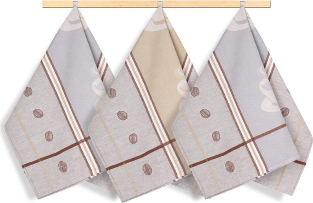 Küchentücher - 3er Set - 50x70 cm - Braun,Grau