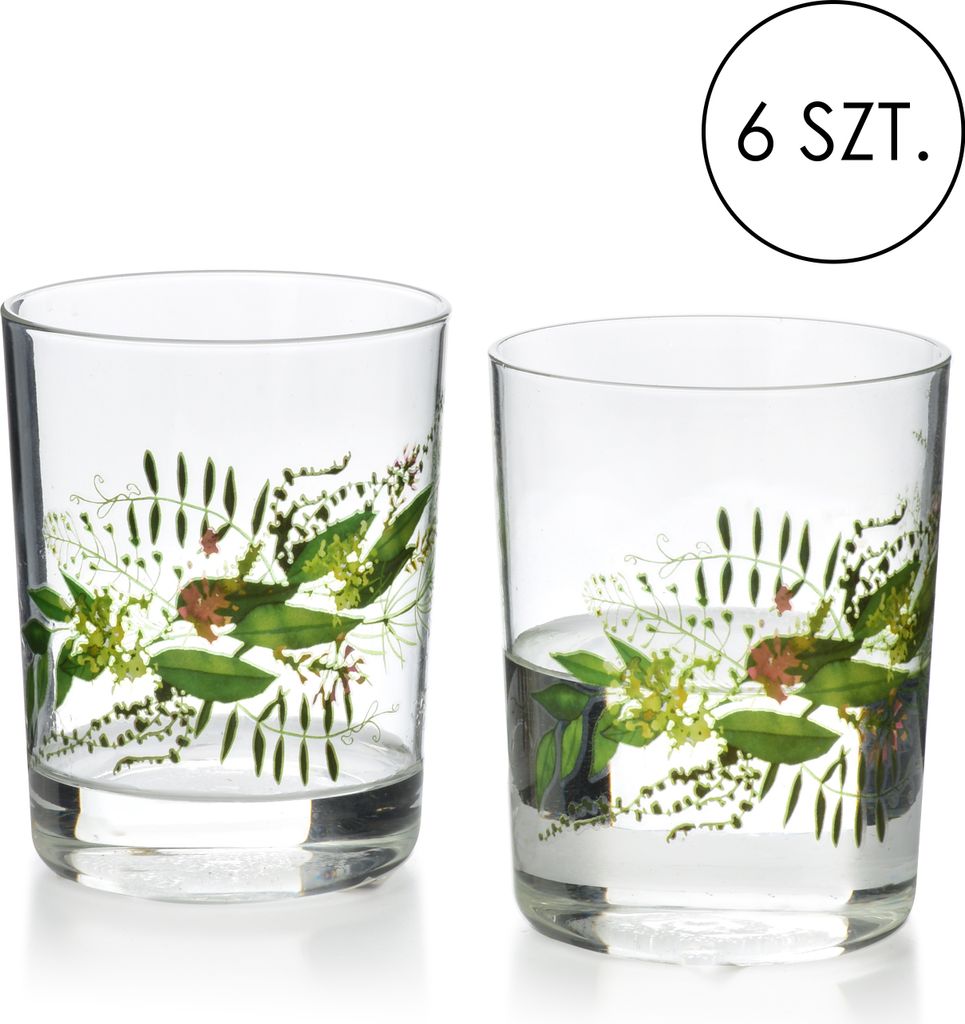 Mondex | Set von 6 Gläsern - Idyllic - 420 ml - Blumenmuster - Elegant und vielseitig
