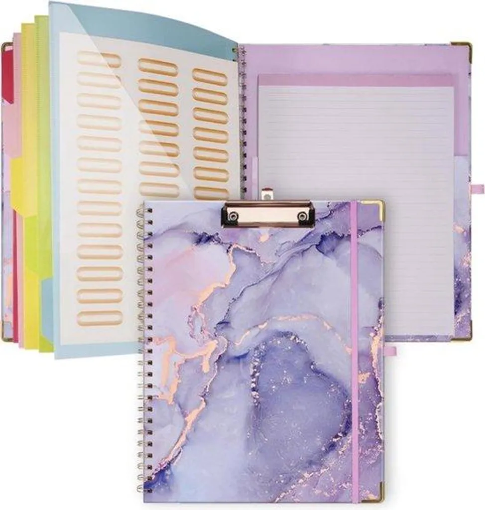 Petit carnet de notes noir avec spirales et couverture marbre chic