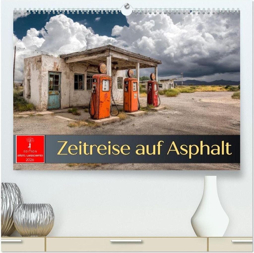 Zeitreise auf Asphalt (hochwertiger Premium Wandkalender 2026 DIN A2 quer), Kunstdruck in Hochglanz