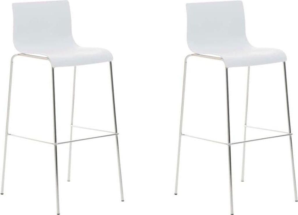 2-teiliges Barhocker-Set - Barhocker - Ergonomischer Komfort für längeres Sitzen | Farbe: Weiß | Grundfarbe: Chrom