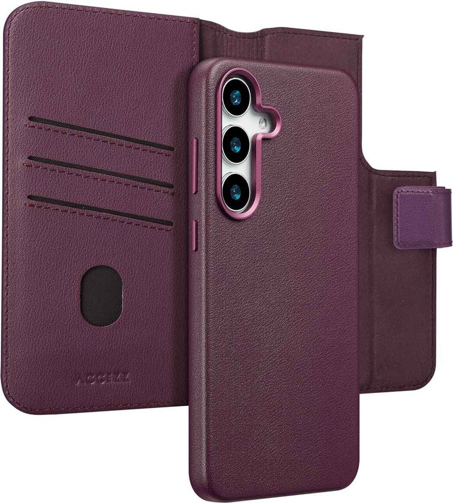 Accezz 2-in-1 Klapphülle aus Leder mit MagSafe für das Samsung Galaxy S25 Plus - Heath Purple