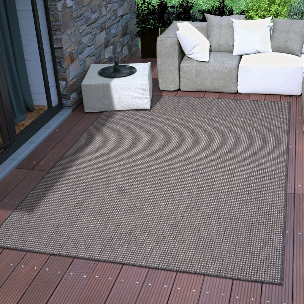 TT Home In-& Outdoorteppich Wetterfest Terrasse Meliert Modern Unifarben Ethno Design Größe 120x160 cm