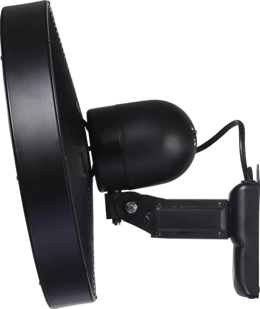 Sygonix Ventilateur mural noir 45cm avec télécommande et minuterie