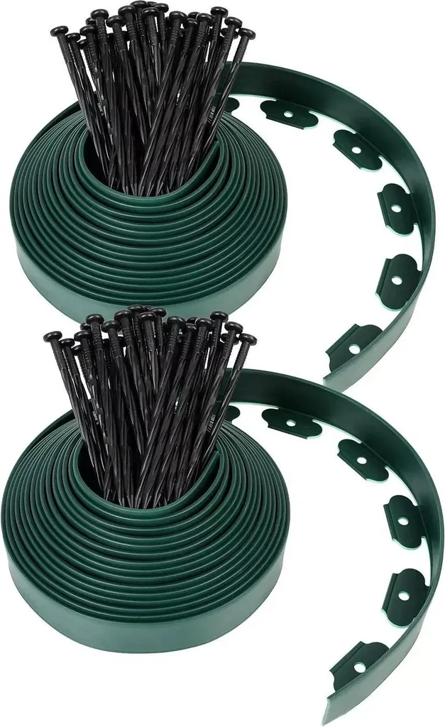 Séparation pelouse et gravier flexible 20m gris avec kit d'ancrage