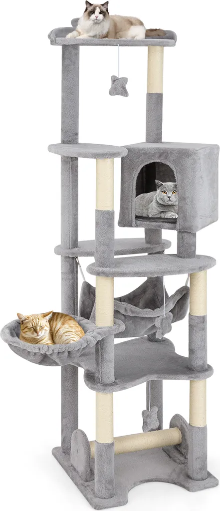 Arbre à Chat Géant pour Grand Chat avec Grotte et Hamac Repos 176 cm