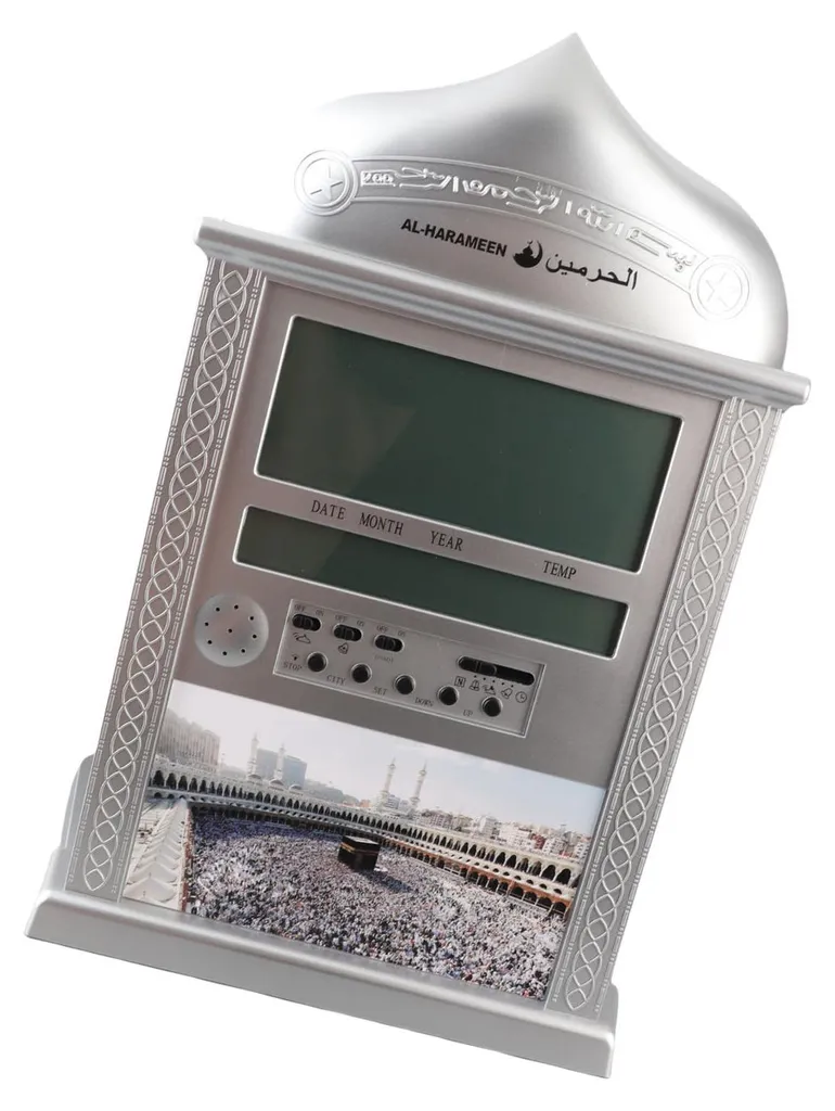 Horloge Azan numérique argentée pour mosquée, calendrier et alarme - 2