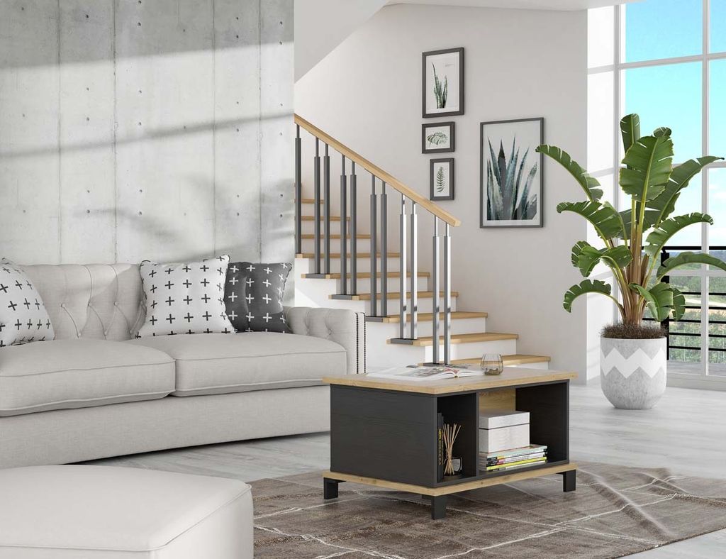 Tavolino >TRONDHEIM< in rovere Artisan / rovere nero  Immagine del prodotto 